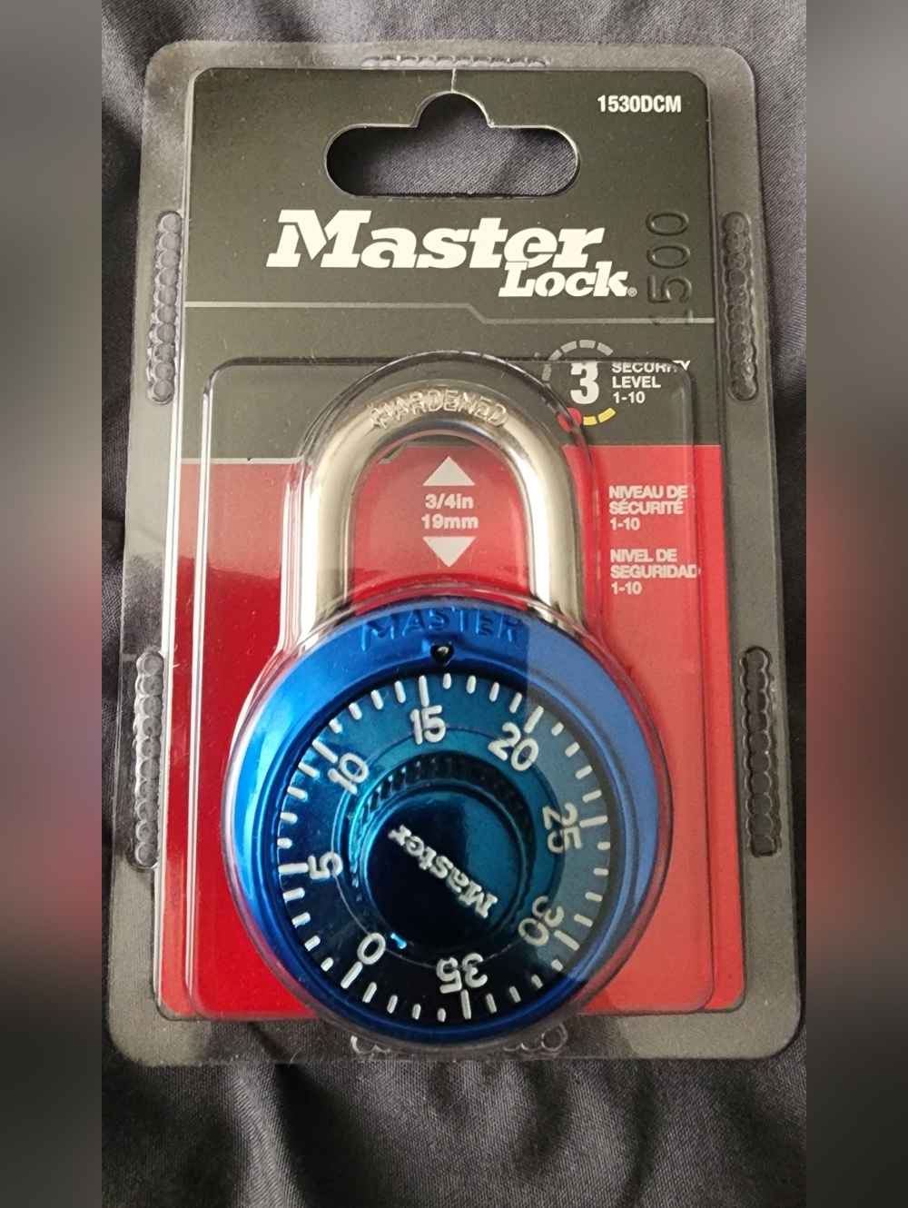 Master Lock Combination Lock Level 3 Anti Shim 3/4 Inch 1530DCM Blue   New